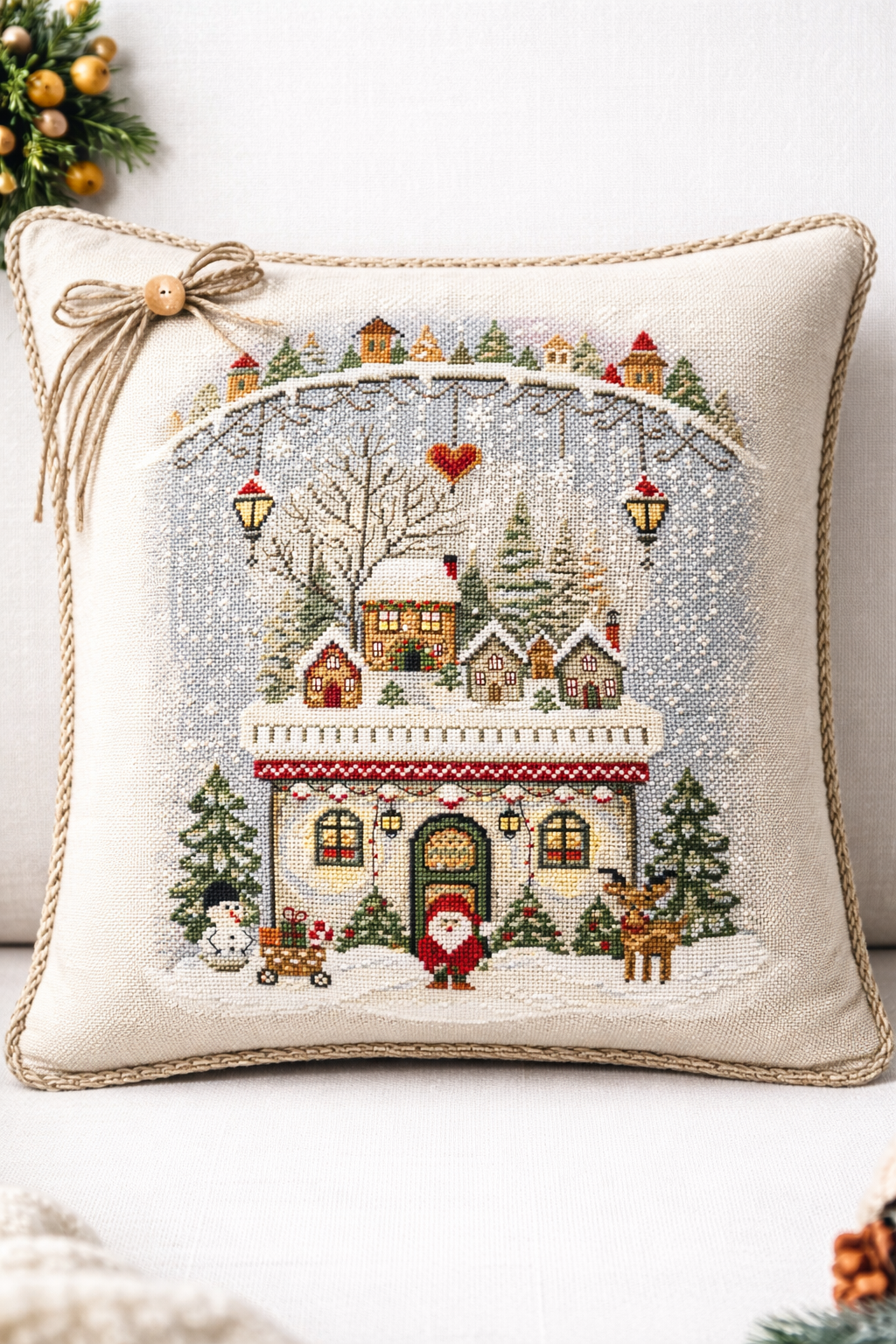 Hand-Stitched Blossom Pillow