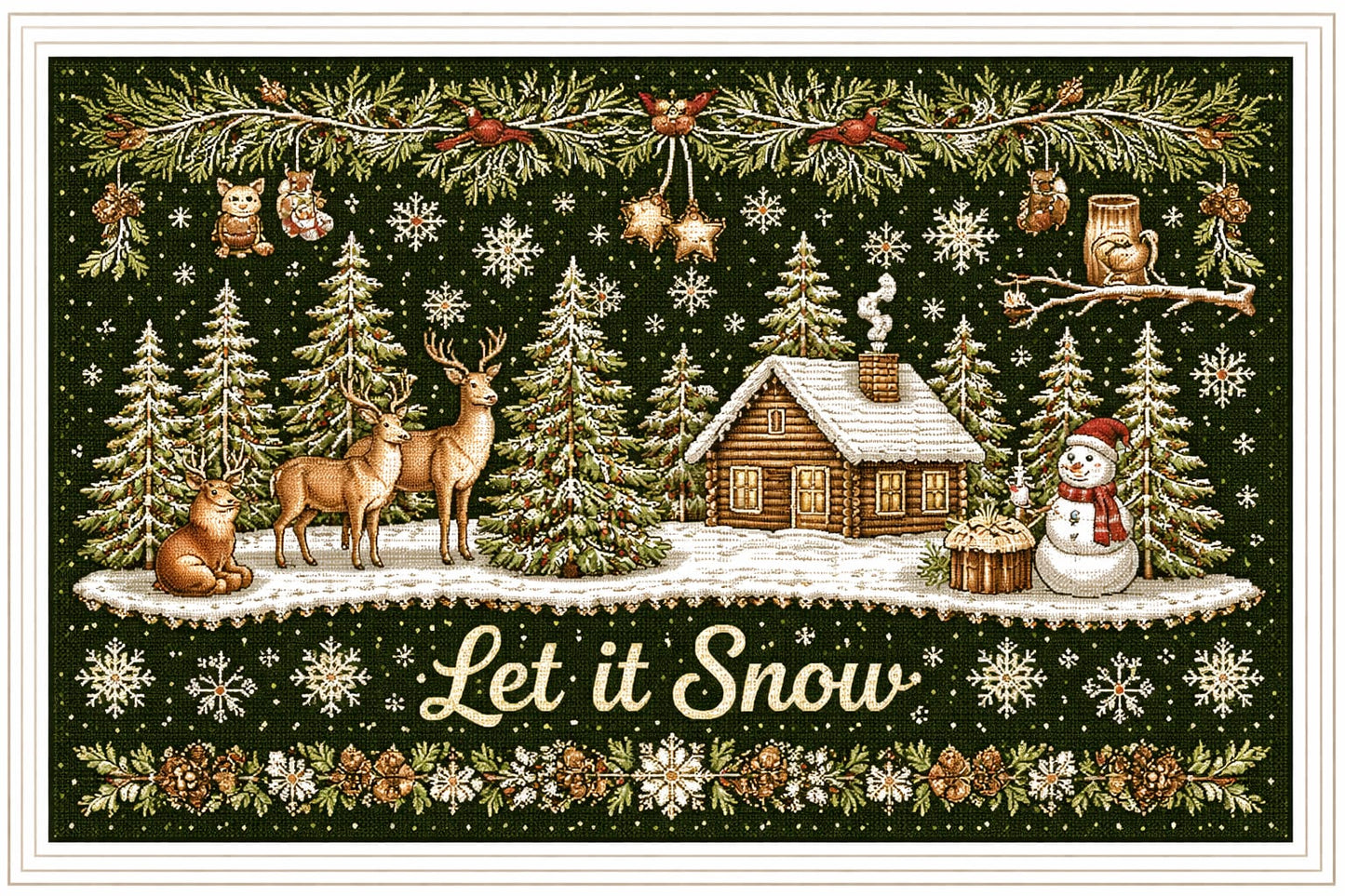 Deer Snow Cross Stitch Pattern
