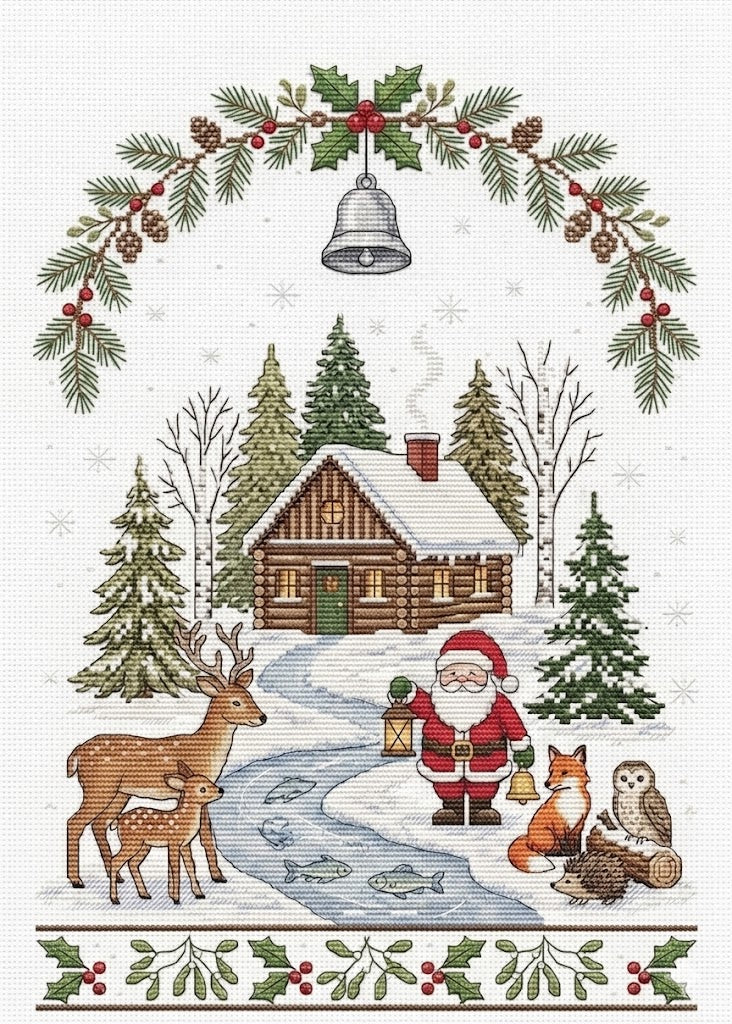 Winter River House Cross Stitch Pattern