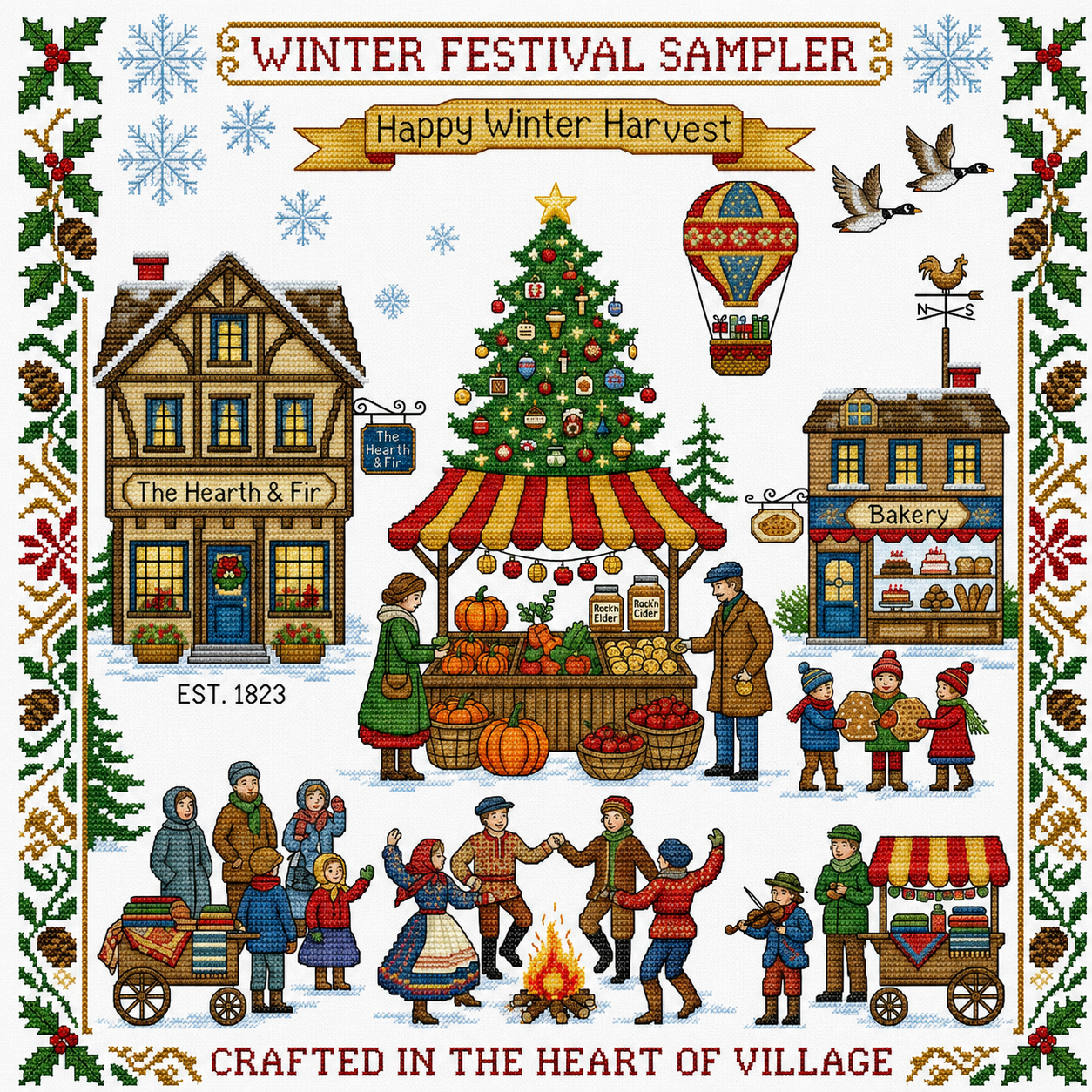 Winter Festival Cross Stitch Pattern