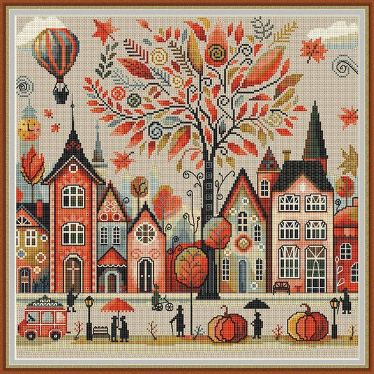 Autumn Village 1 Cross Stitch Pattern