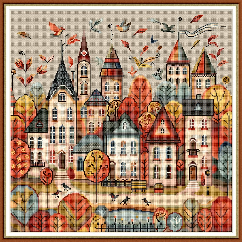 Autumn Village 2 Cross Stitch Pattern