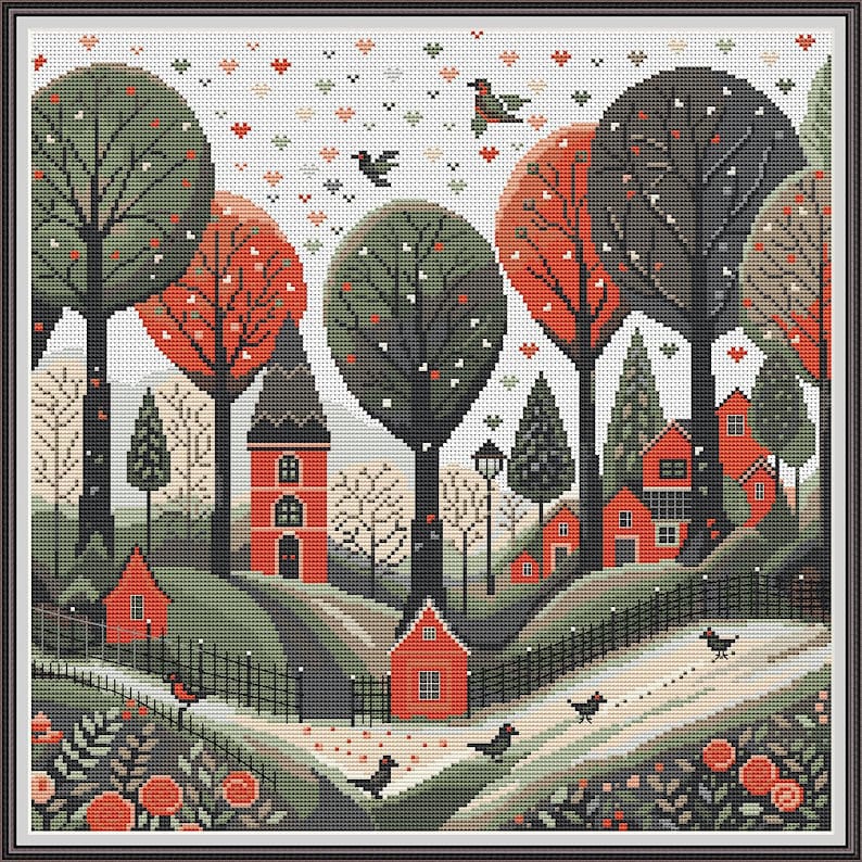 Green Village 2 Cross Stitch Pattern
