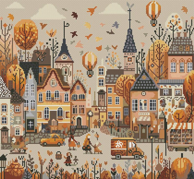 Autumn Village 4 Cross Stitch Pattern