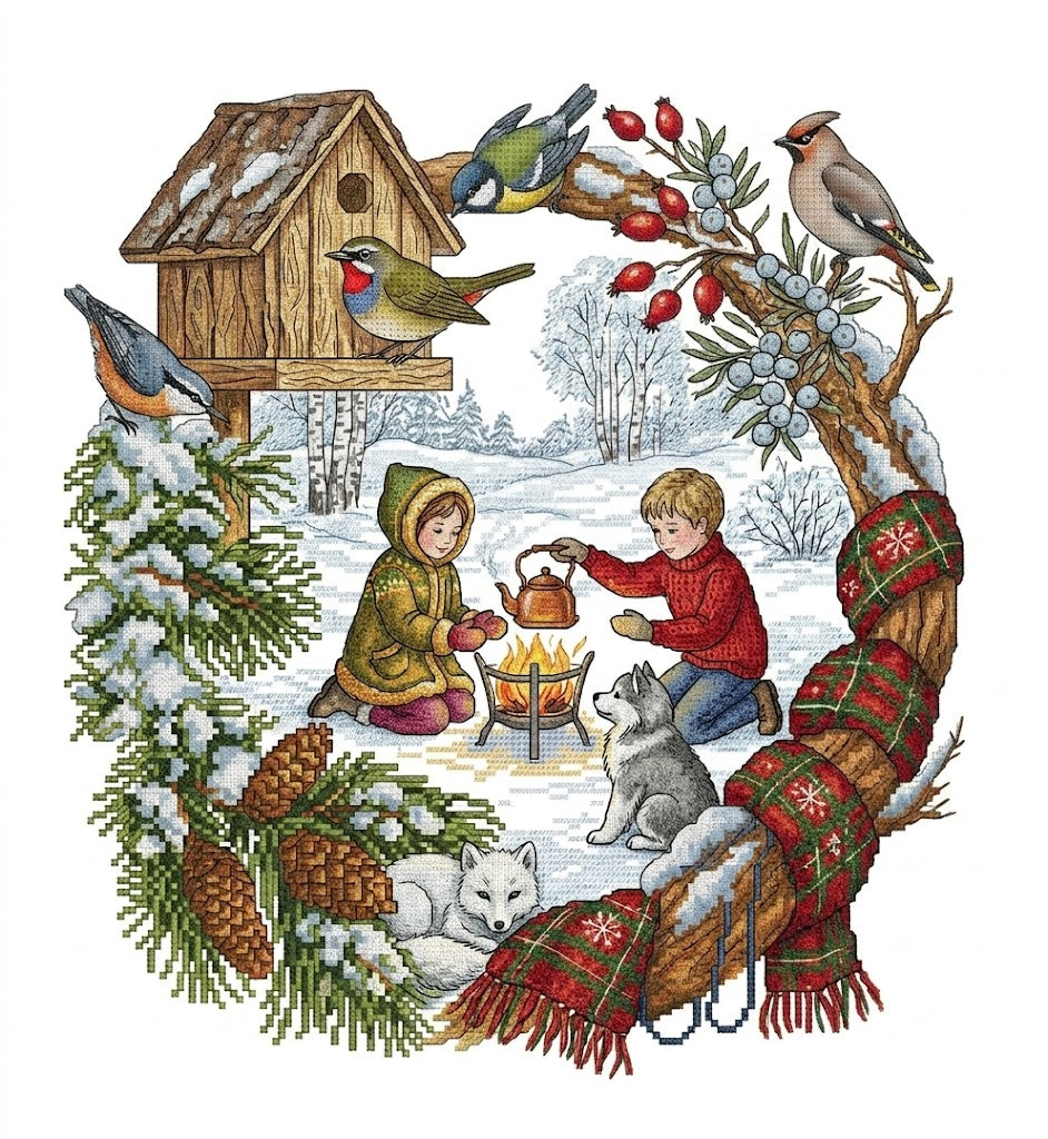 Winter Nest Cross Stitch Pattern