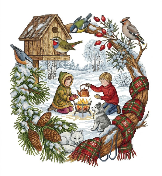 Winter Nest Cross Stitch Pattern