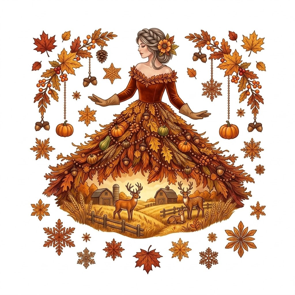 Autumn Girl Cross Stitch Pattern