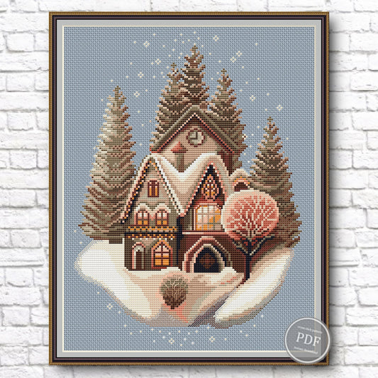 Winter House 2 Cross Stitch Pattern