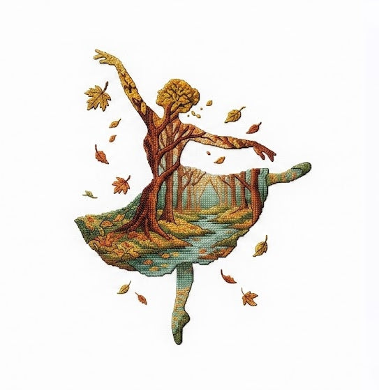 Autumn Ballerina Cross Stitch Pattern