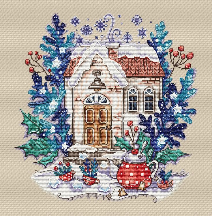 Winter House Cross Stitch Pattern